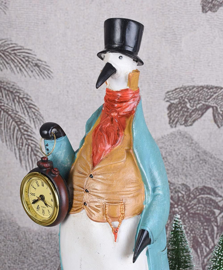 Tischuhr Pinguin Uhrenträger Tierfigur & Taschenuhr Bunt 36cm Vogel TVC078 Palazzo Exklusiv