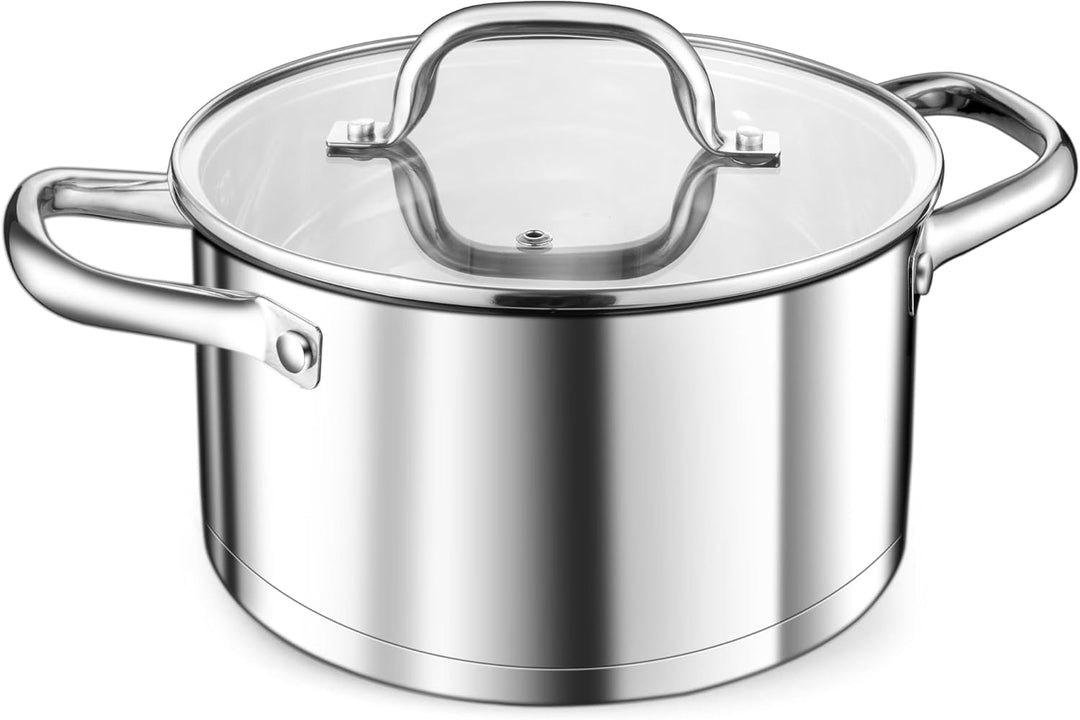 TEAMFAR Kochtopf, 20cm Edeastahl Topf Nudeltopf Induktion mit 3-Lagen Boden für alle Herdarten, 3,8L