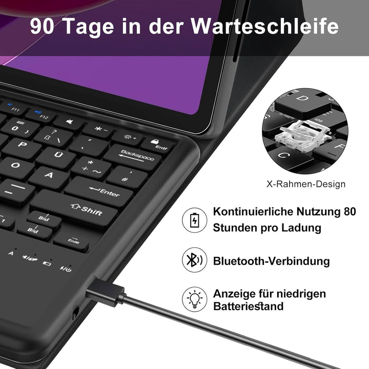 IVEOPPE Tastatur für Lenovo Tab P12 Pro, Hülle mit Tastatur für Lenovo P12 12.7" 2023, Magnetische K