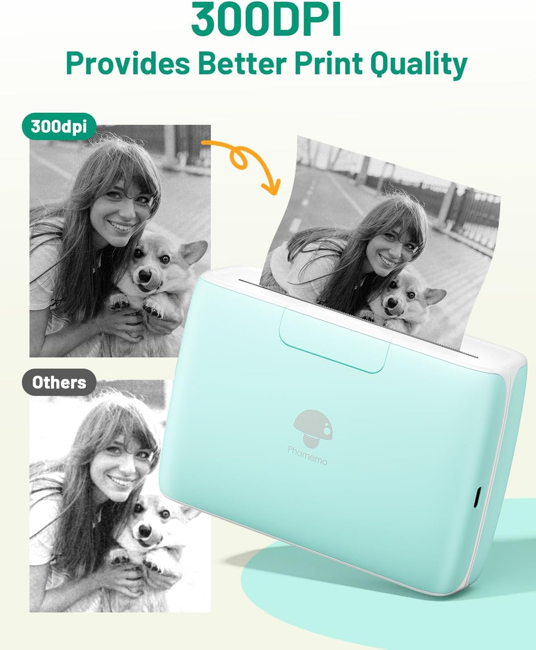 Phomemo M04S 300 DPI Mini Handy Sticker Thermodrucker – Tragbarer Bluetooth Drucker, 53/80/110 mm Dr