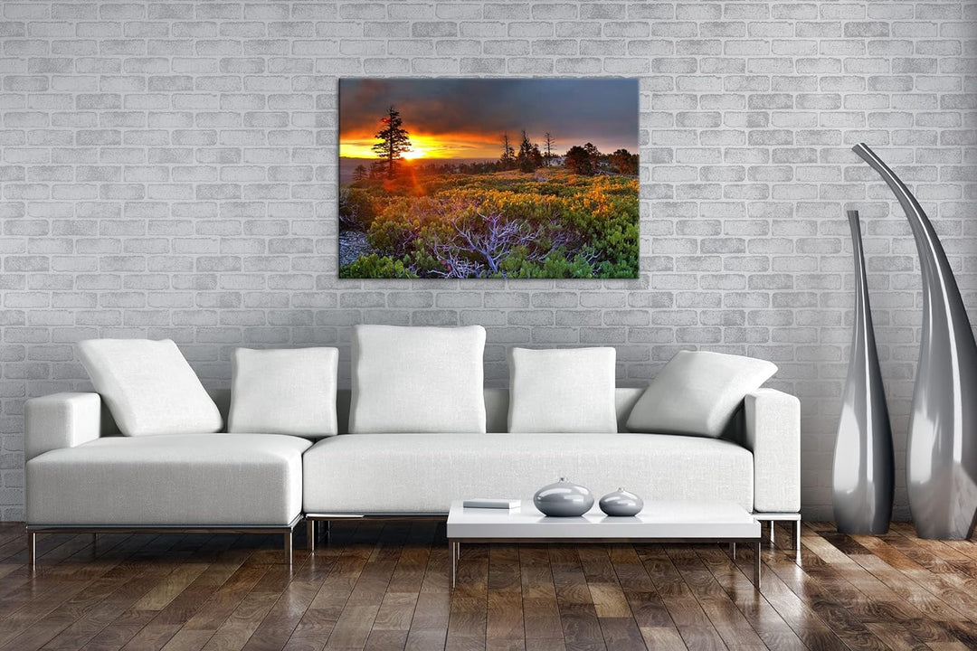 deyoli bezauberte Landschaft bei Sonnenaufgang Format: 100x70 als Leinwand, Motiv fertig gerahmt auf