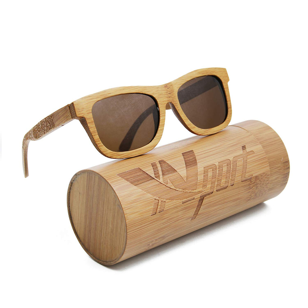 Ynport Bambus-Sonnenbrille für Herren/Damen, klassisches Design, mit Holz beschichtet, Vintage-Stil,