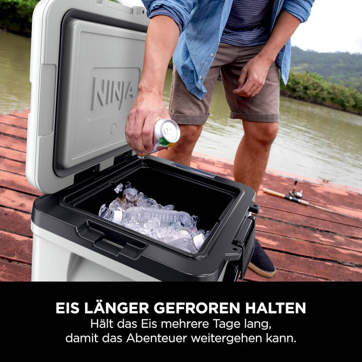 Ninja FrostVault Kühlbox mit Rollen und Isolierung, integrierter Dry Zone Schublade für Lagerung bei