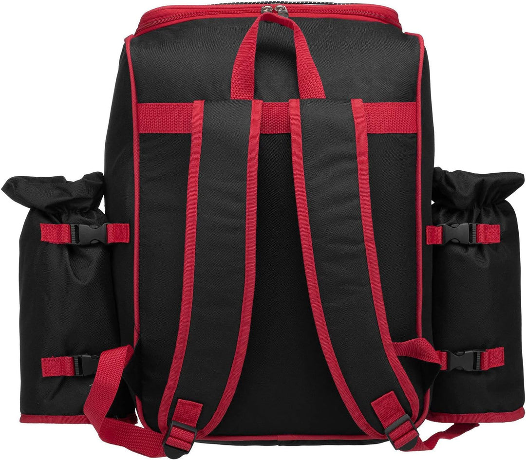 anndora Picknickrucksack 4 Personen schwarz weiss gepunktet + 29-TLG. Zubehör