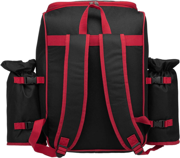 anndora Picknickrucksack 4 Personen schwarz weiss gepunktet + 29-TLG. Zubehör