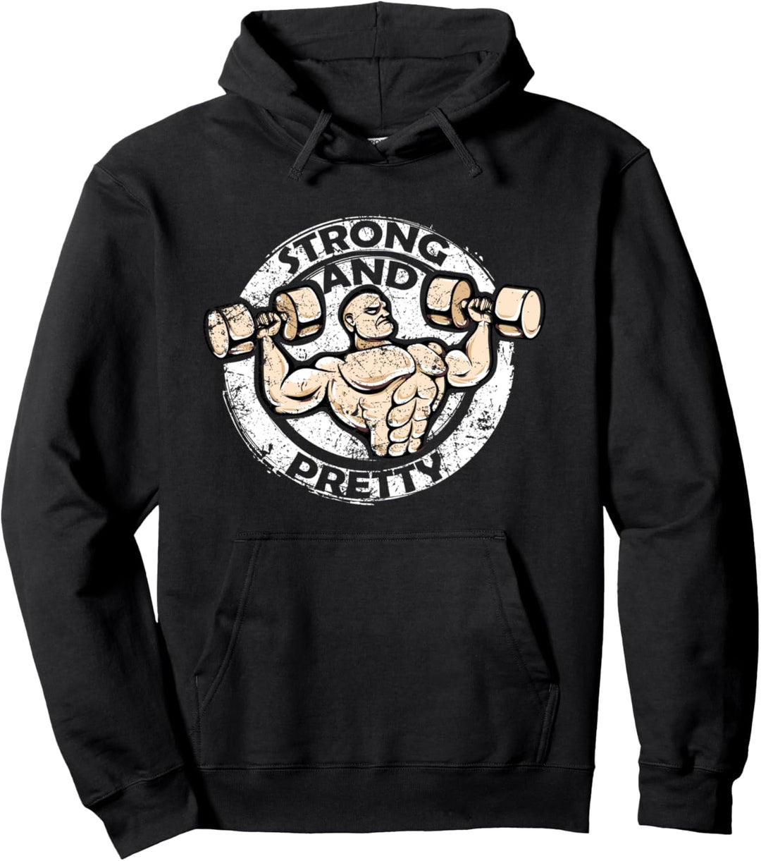 Strong and Pretty Funny Bodybuilder Lustig Bodybuilding Pullover Hoodie