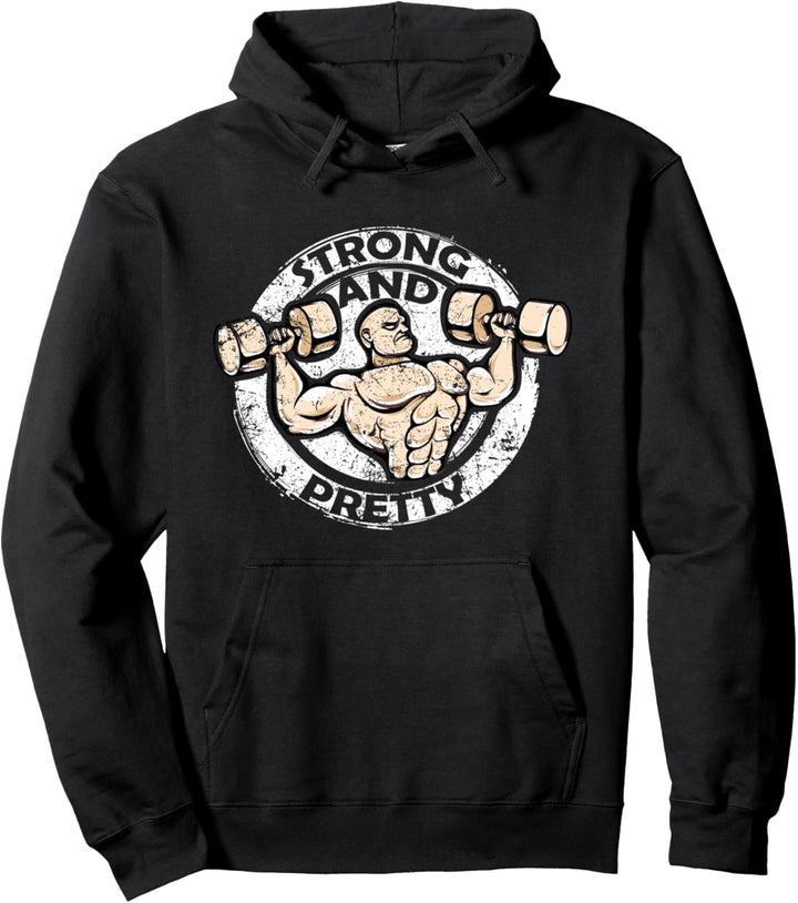 Strong and Pretty Funny Bodybuilder Lustig Bodybuilding Pullover Hoodie