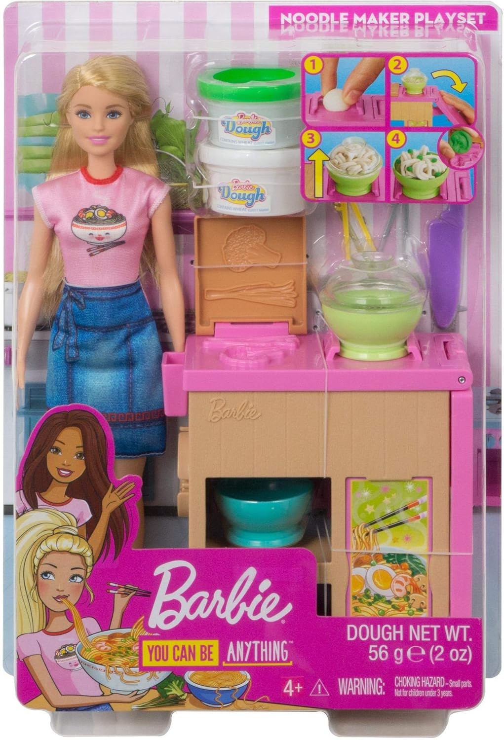Barbie GHK43 - Pasta-Spielset mit Puppe (blond) und Arbeitsbereich, mit Zubehör und Spielknete, Spie