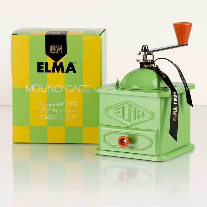 Elma Manuelle Kaffeemühle im Vintage-Stil aus Blech | Teller, dekorativer Gebrauch, 10,5 x 10,5 x 15