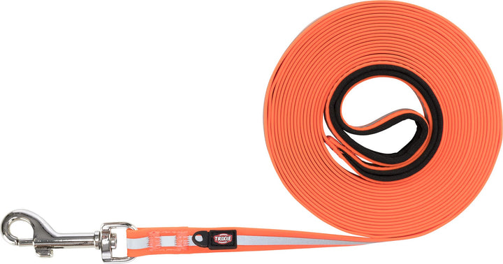 TRIXIE Schleppleine M–XL, 10 m 17 mm in orange - refelktierende Hundeleine für Outdooraktivitäten -