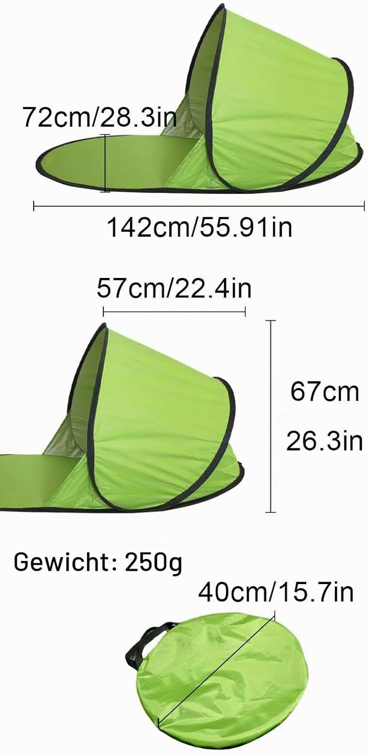 142 * 72 * 60cm Sonnenzelt für Familie, Wurfzelt mit Sonnenschutz, Sonnenzelt mit Sonnenschutz, Trag