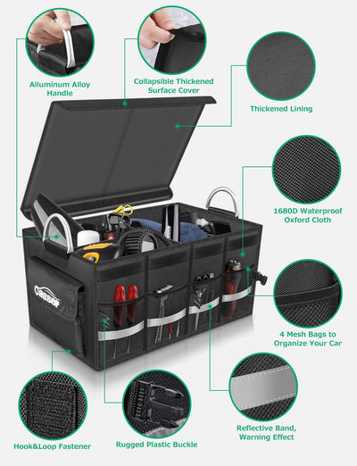 Oasser Kofferraumtasche Kofferraum Organizer mit Deckel Auto Kofferraum Organizer Autotasche Auto Ko