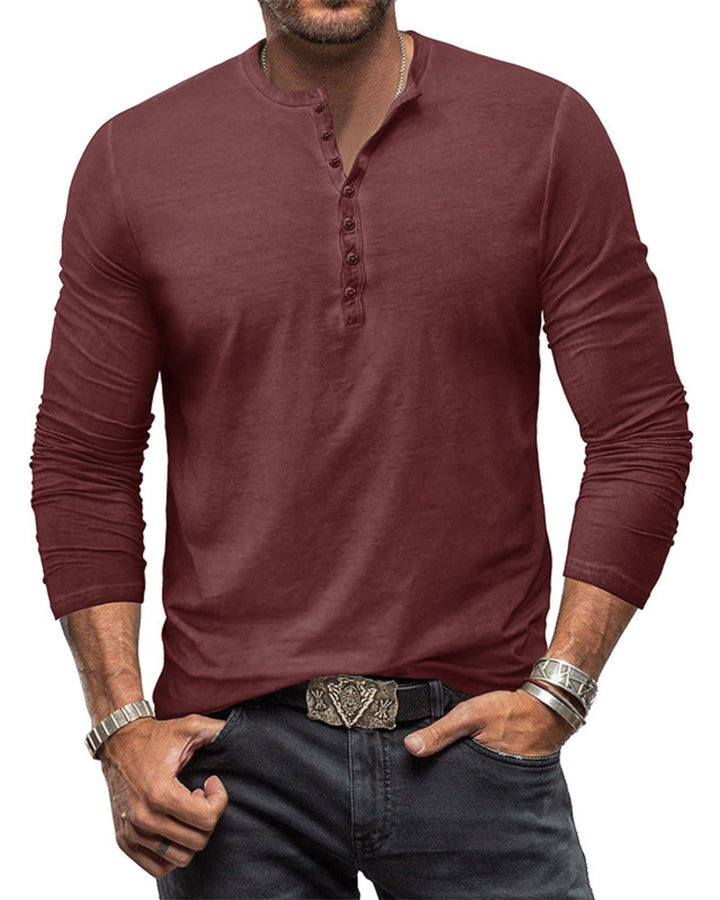 YawYews Henley Shirt Herren Langarm Langarmshirt Herren Longsleeve T Shirt Vintage Tshirt Baumwolle