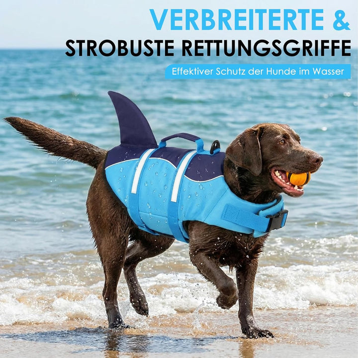 AOFITEE Schwimmweste Hund XS, Verstellbar Hundeschwimmweste Hai, Hoher Auftrieb Klein Hunde Schwimmw