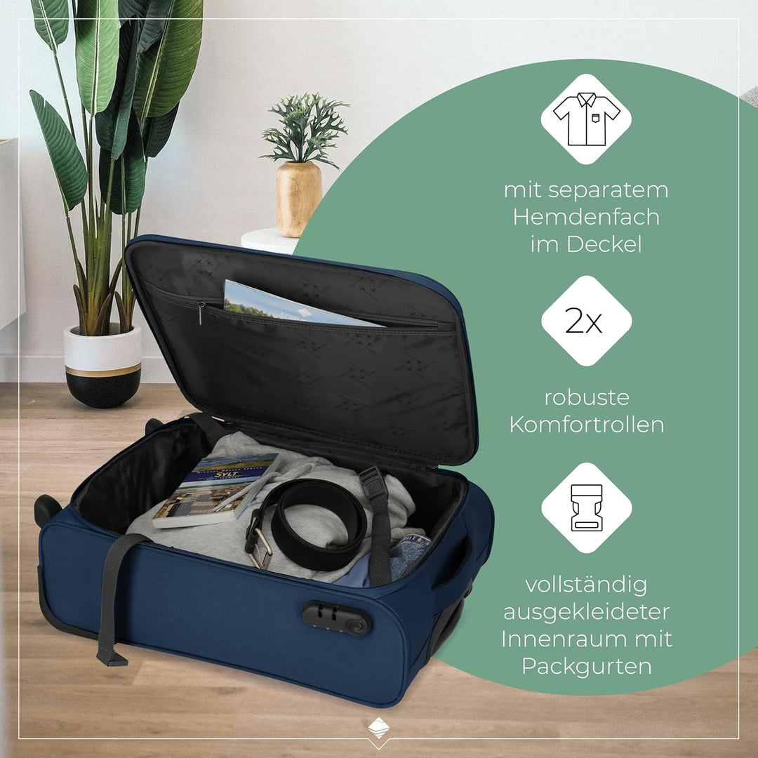 travelite 2 Rad Handgepäck Koffer mit Schloss erfüllt IATA Bordgepäck Mass, Gepäck Serie CABIN: Komp