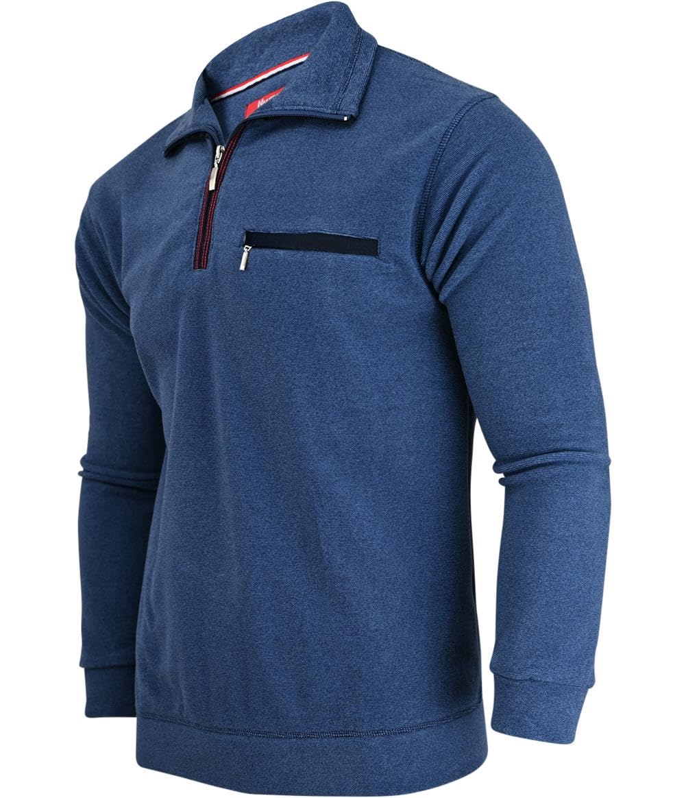 Soltice Herren Langarm Sweatshirt mit Brusttasche, Gestreifter Strickpullover mit Kragen, Meliert, W