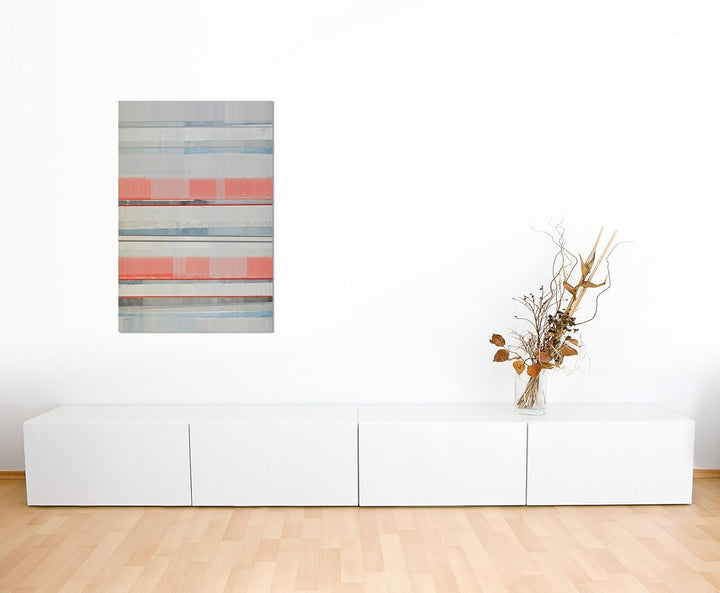 Paul Sinus Art 120x80cm - WANDBILD Farben Kunstwerk abstrakt rot/grau - Leinwandbild auf Keilrahmen