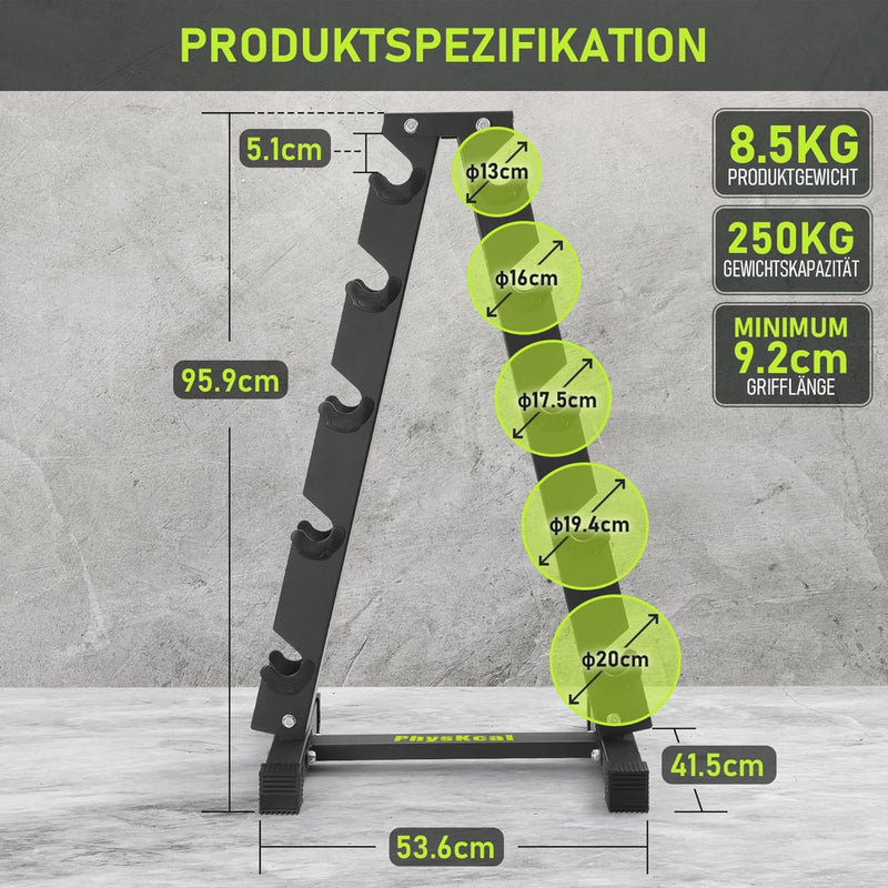 PhysKcal Kurzhantel Rack,Hantelablage für Kurzhanteln, Strapazierfähiger Stah,250kg/300kg Belastbark