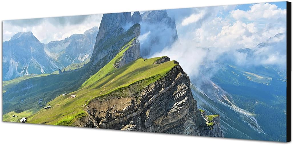 Paul Sinus Art Panoramabild auf Leinwand und Keilrahmen 150x50cm Italien Alpen Landschaft Gebirge Wo