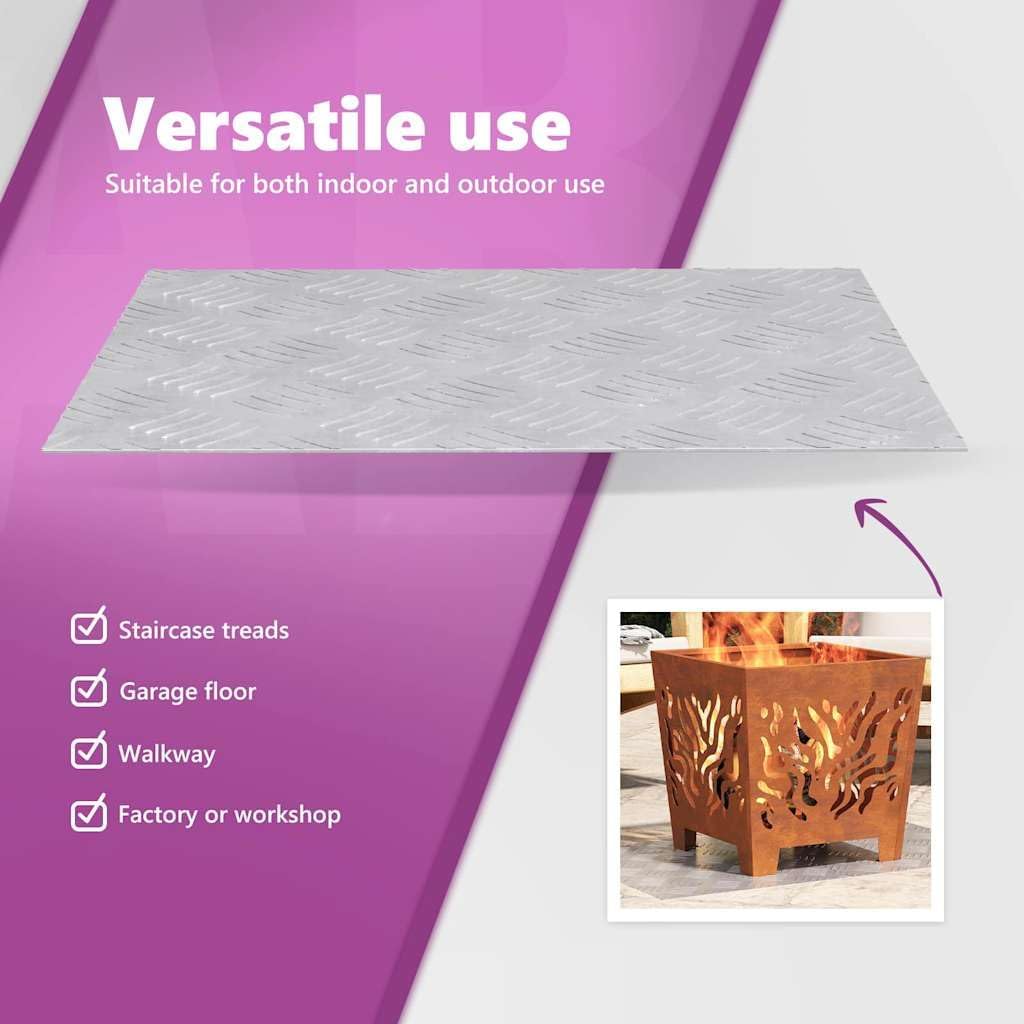 vidaXL Aluminium gerippte Treppenstufen Anti Rutsch Innentmatten | Gebürstetes Silber Set aus 4 rech