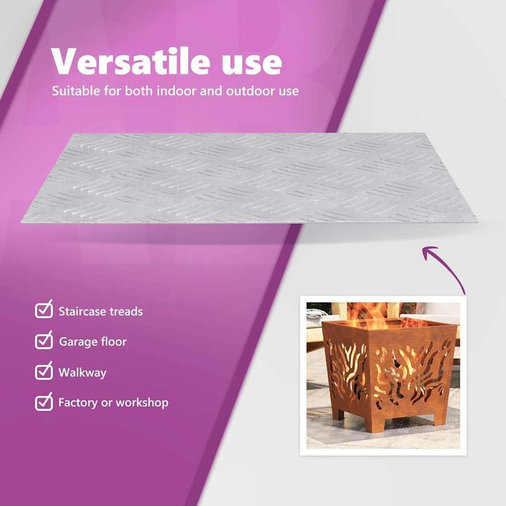 vidaXL Aluminium gerippte Treppenstufen Anti Rutsch Innentmatten | Gebürstetes Silber Set aus 4 rech