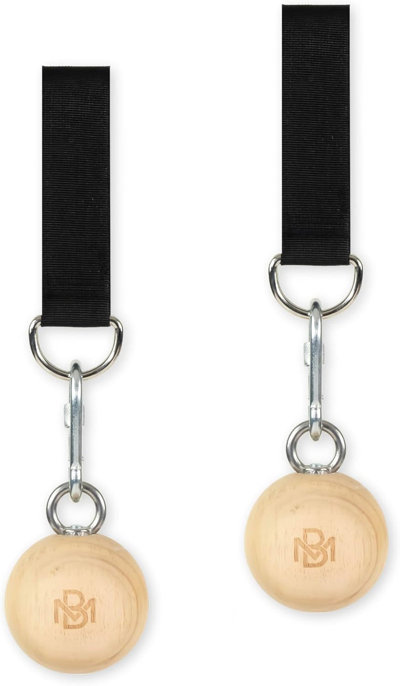Müller & Blum Klimmzug Griffe Holz, Pull Up Balls zur Steigerung der Griffkraft, Trainingskugeln kle