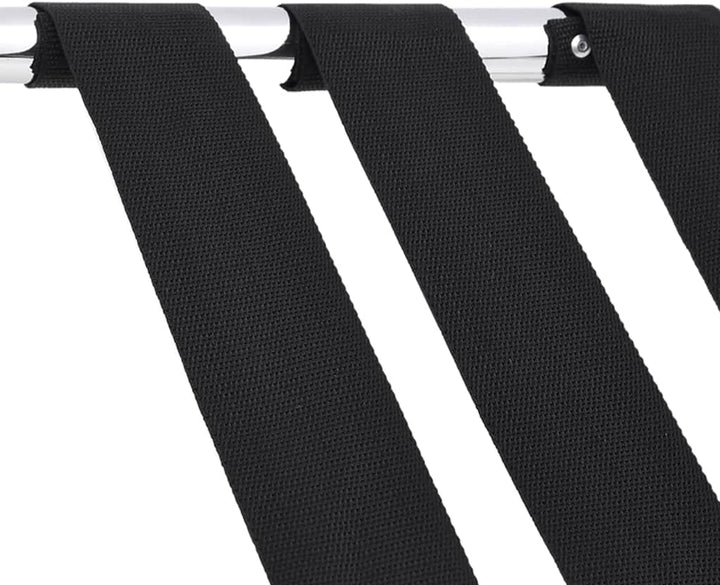 Gepäckablage Schwarz und Silbern aus Stahl und Nylon 56 x 40 x 49 cm klappbar für Hotel, Gästezimmer