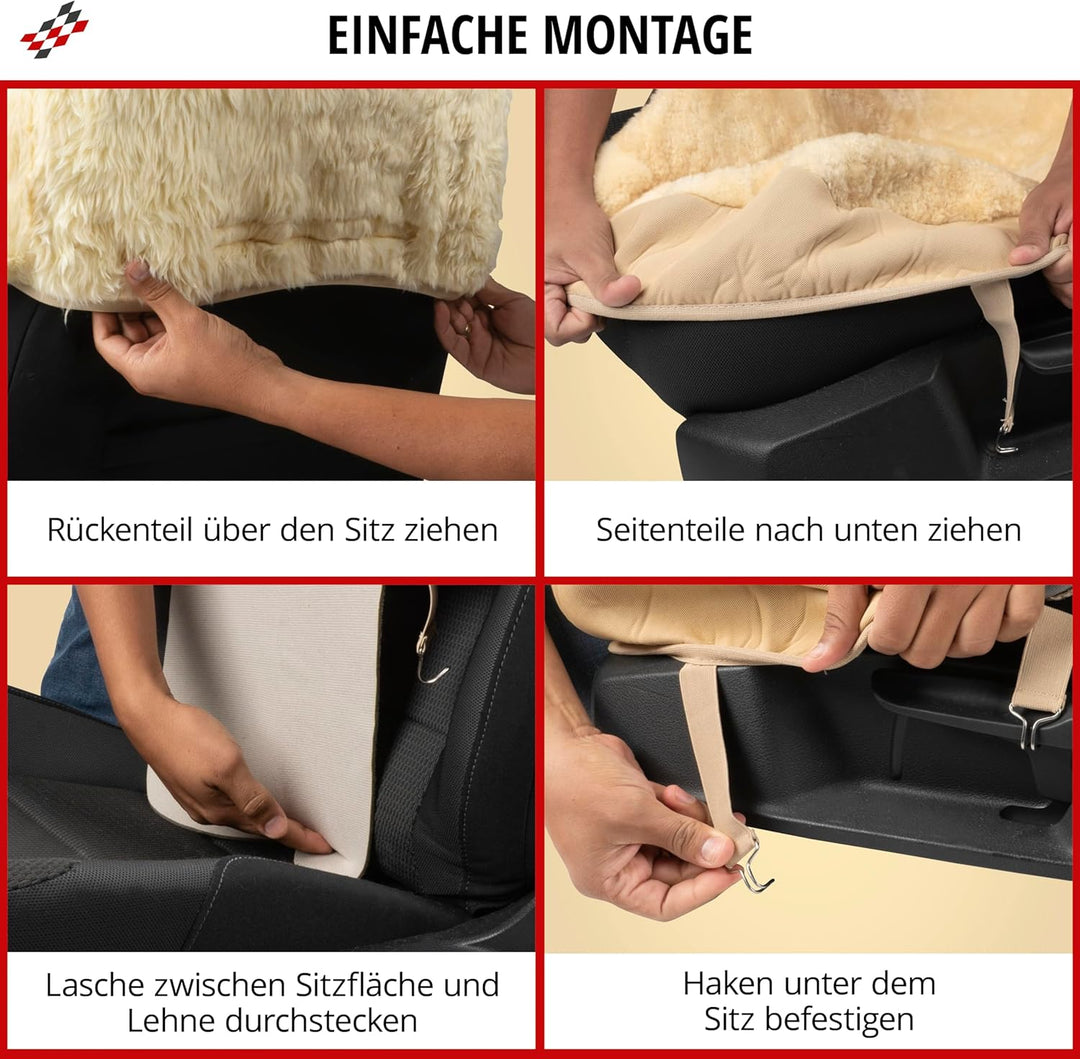 Walser 20038 ZippIT Autositzbezug aus Fell, Lammfell Sitzbezug Trish grau Lammfellsitzbezug, Lammfel