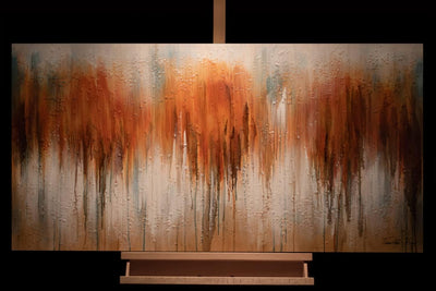 KunstLoft Leinwandbild | 100% HANDGEMALT | 120x60cm | Gemälde 'Herbst in Orange' | Abstrakt | Orange