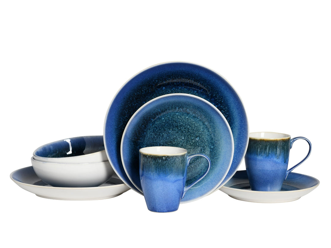 CreaTable, 25862, Serie Caldera Blau, Geschirrset, Kombiservice 8 teilig, Blau