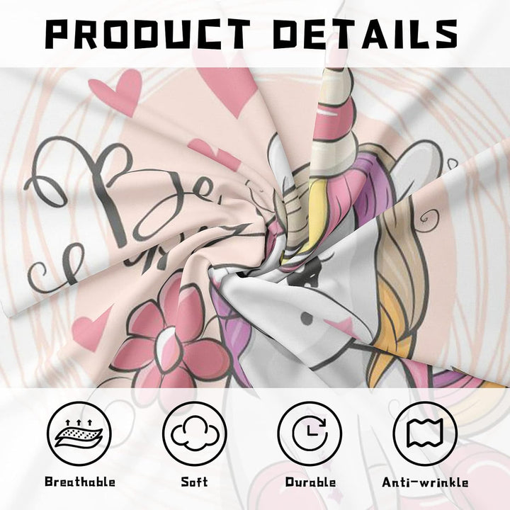 PQCXXA Kinder Einhorn Bettwäsche Mädchen-Bettwäsche Set Rosa 3D Cartoon Einhorn Bunt Blume drucken B