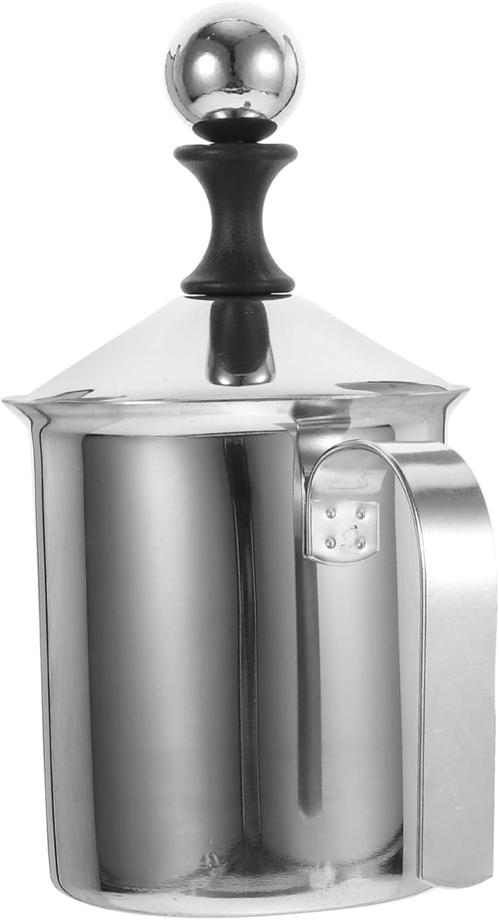 TOYANDONA Milchaufschäumer Manuell Aus Edelstahl Mit Doppelgitter-belüfter Handpumpe Für Cappuccino