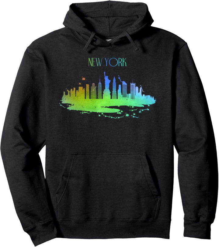 New York Skyline, World Football Souvenir Stadt Aquarell Pullover Hoodie