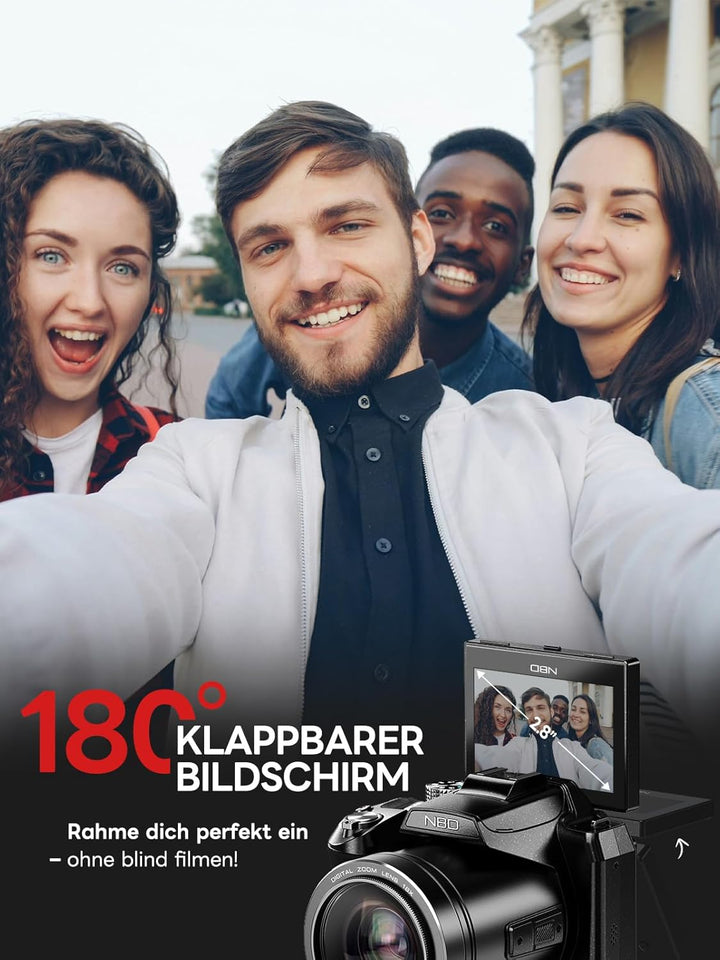 NBD 8K Digitalkamera 64MP mit Autofokus & 16X Zoom, F1.8 Nachtsicht, WiFi – Leichtes 500g Vlogging K