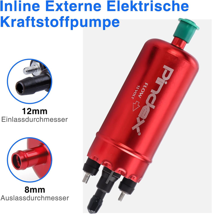 Pindex Elektrische Hochdruck-Kraftstoffpumpe 12V,Inline-Kraftstoffpumpe,Benzinpumpe für Benzin, Dies