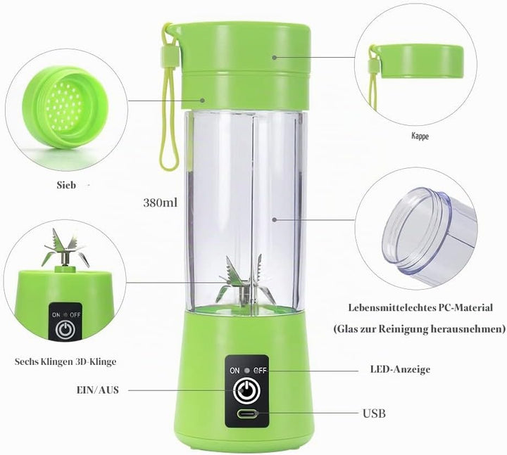 Mixer Smoothie Maker, Elektrischer USB-Entsafter Mixer, Tragbarer Mini-Mixer für Shakes und Smoothie