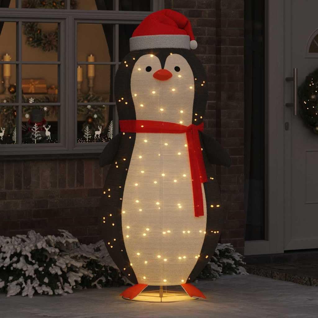 vidaXL Schnee-Pinguin Figur mit 600 LEDs Warmes Weiss 78 x 178 cm Stoff, Moderne Weihnachtsdekoratio