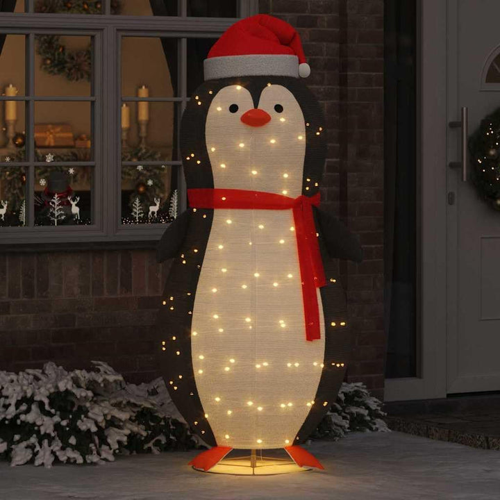 vidaXL Schnee-Pinguin Figur mit 600 LEDs Warmes Weiss 78 x 178 cm Stoff, Moderne Weihnachtsdekoratio