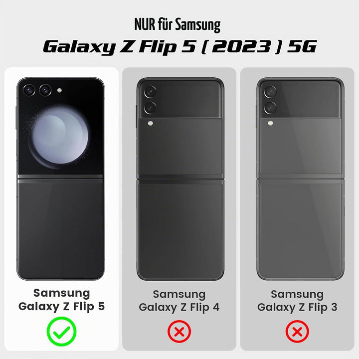 Doeshine Samsung Galaxy Z Flip 5 Hülle mit Magnetisch Ständer &amp; Kameraschutz, Ganzkörper Robuste Sto