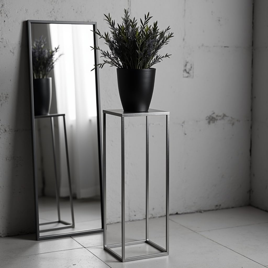 Pflanzenständer Ferro - 24x24x70cm - Farbe Silber - für Zimmerblumen - Metallregal - Dekorativer Tis