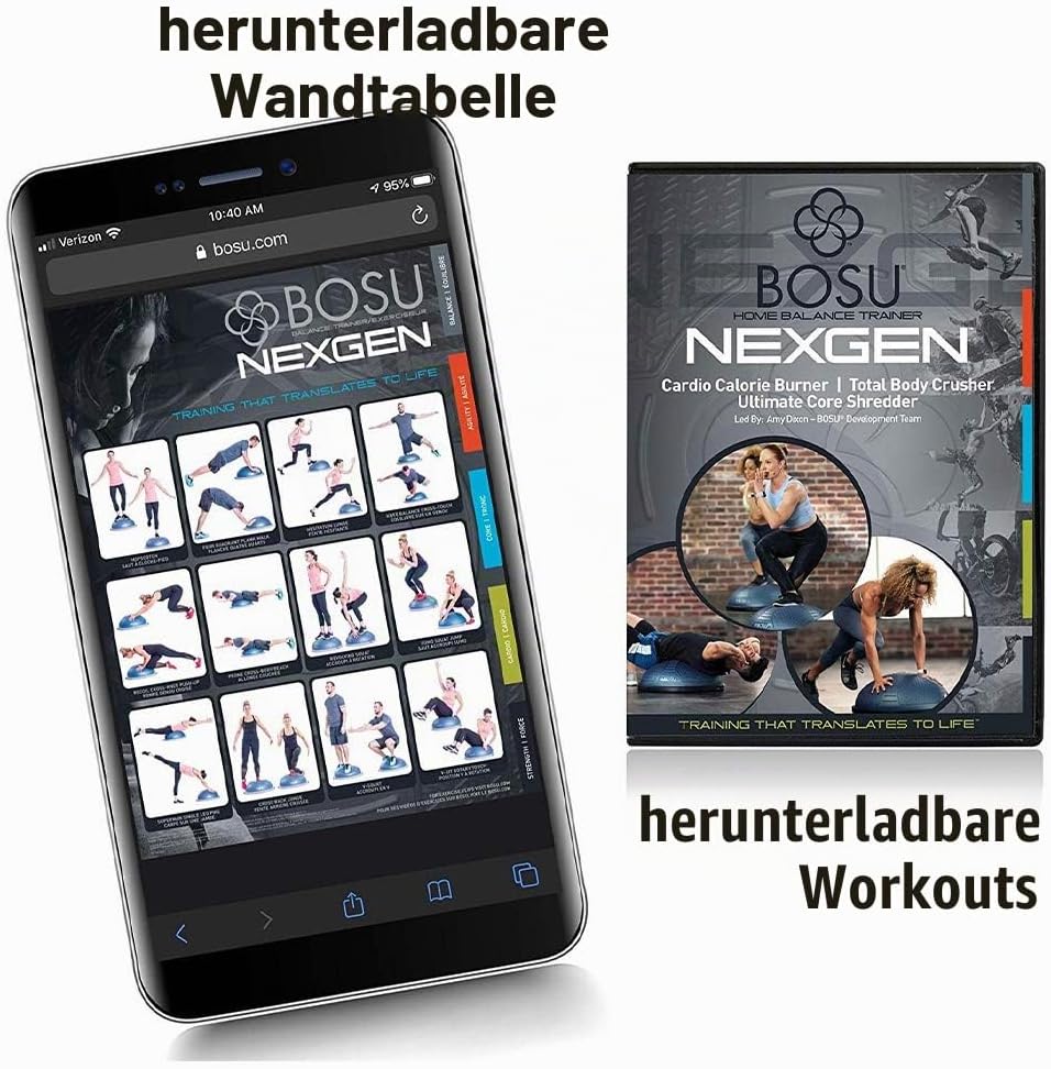 BOSU Multifunktionales Original-Gymnastik-Ganzkörper-Balance-Krafttrainer, Ball-Ausrüstung mit gefüh