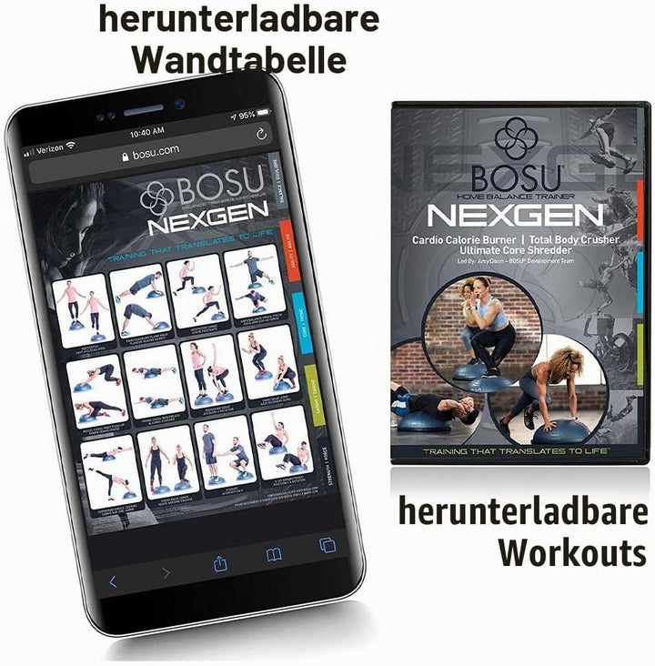 BOSU Multifunktionales Original-Gymnastik-Ganzkörper-Balance-Krafttrainer, Ball-Ausrüstung mit gefüh