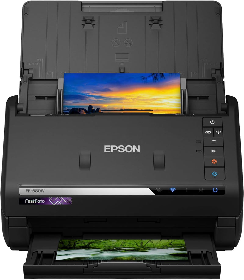 Epson FastFoto FF-680W Scanner (Scannt 10 x 15 Foto in einer Sekunde, bis DIN A4, beidseitiger Scan,