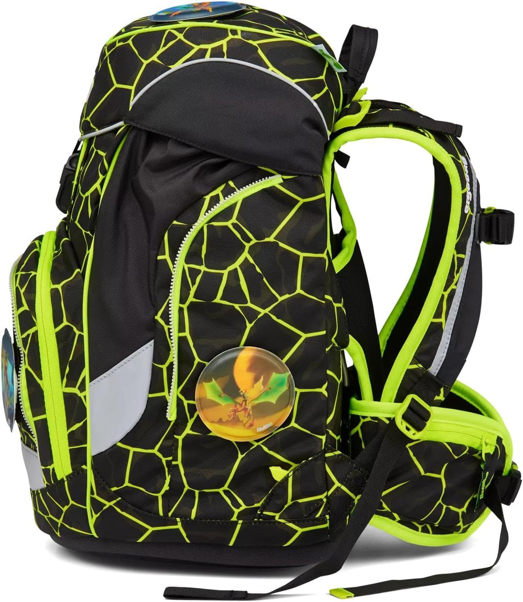 ergobag Unisex Kinder Prime School Backpack Set Rucksack Einheitsgrösse Drachenfliegbär - Schwarz, E