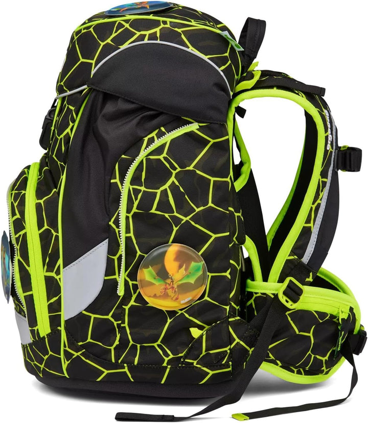 ergobag Unisex Kinder Prime School Backpack Set Rucksack Einheitsgrösse Drachenfliegbär - Schwarz, E