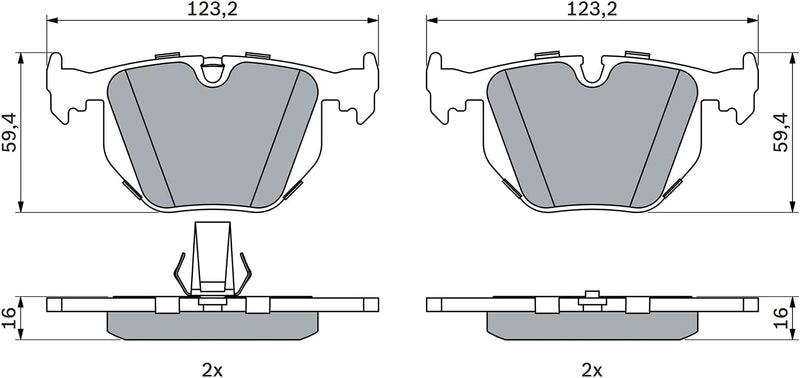 Bosch BP176 Bremsbeläge - Hinterachse - ECE-R90 Zertifizierung - vier Bremsbeläge pro Set