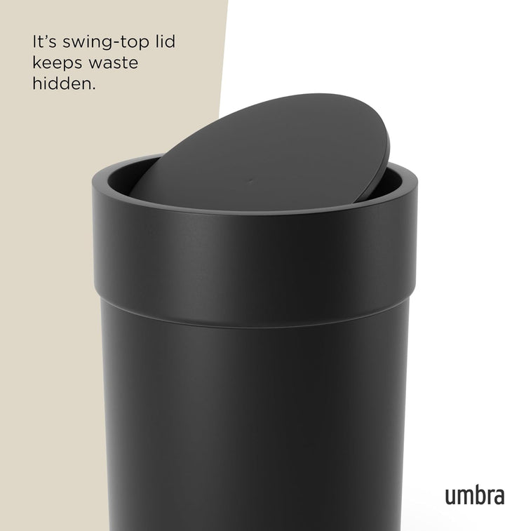 Umbra Touch Abfalleimer mit 6 L Fassungsvermögen und Schwingdeckel – Kosmetikeimer und Papierkorb fü