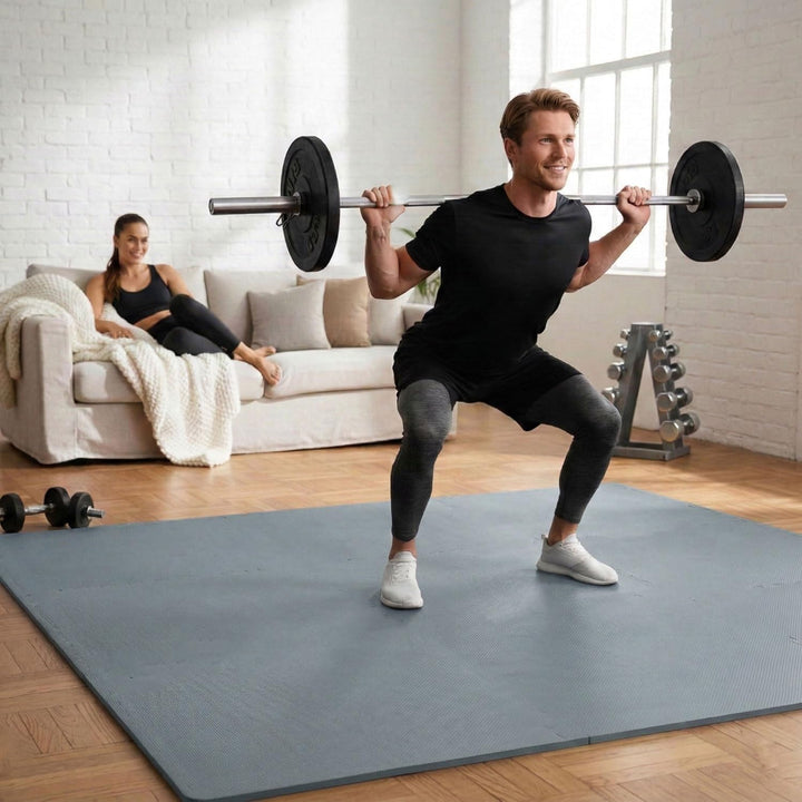 eyepower Bodenschutzmatte Fitness - 9 Puzzlematten 30x30 cm Grau 0,8qm - Homegym Fitnessmatte - Bode