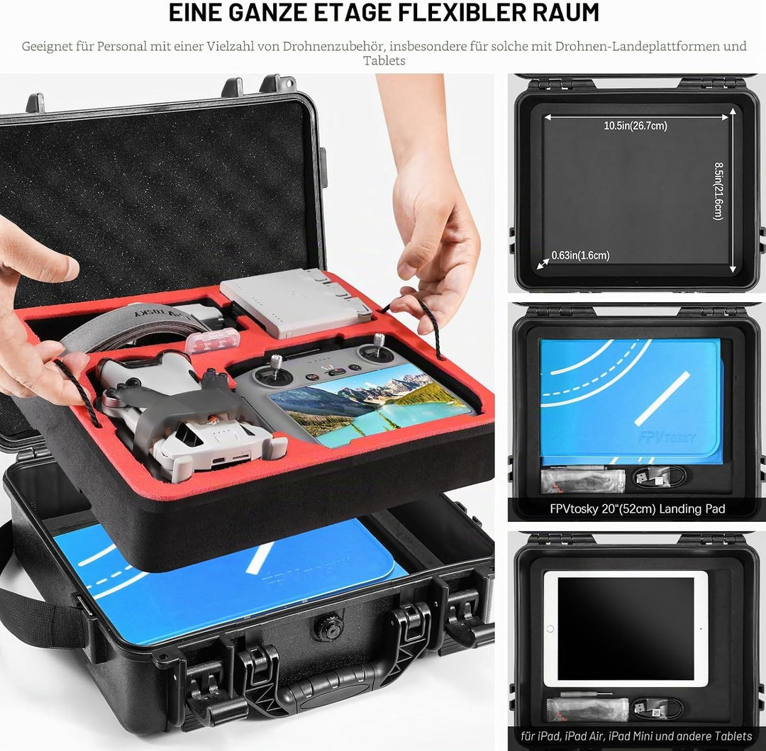 FPVtosky Drohne Mini 4 Pro Zubehör 5-IN-1 Kit, Dual Layer Mini 4 Pro Koffer, Landepad, Lanyard, Bild