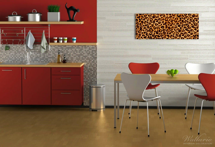 Wallario Glasbild Leopardenmuster in orange schwarz - 50 x 125 cm Wandbilder Glas in Premium-Qualitä